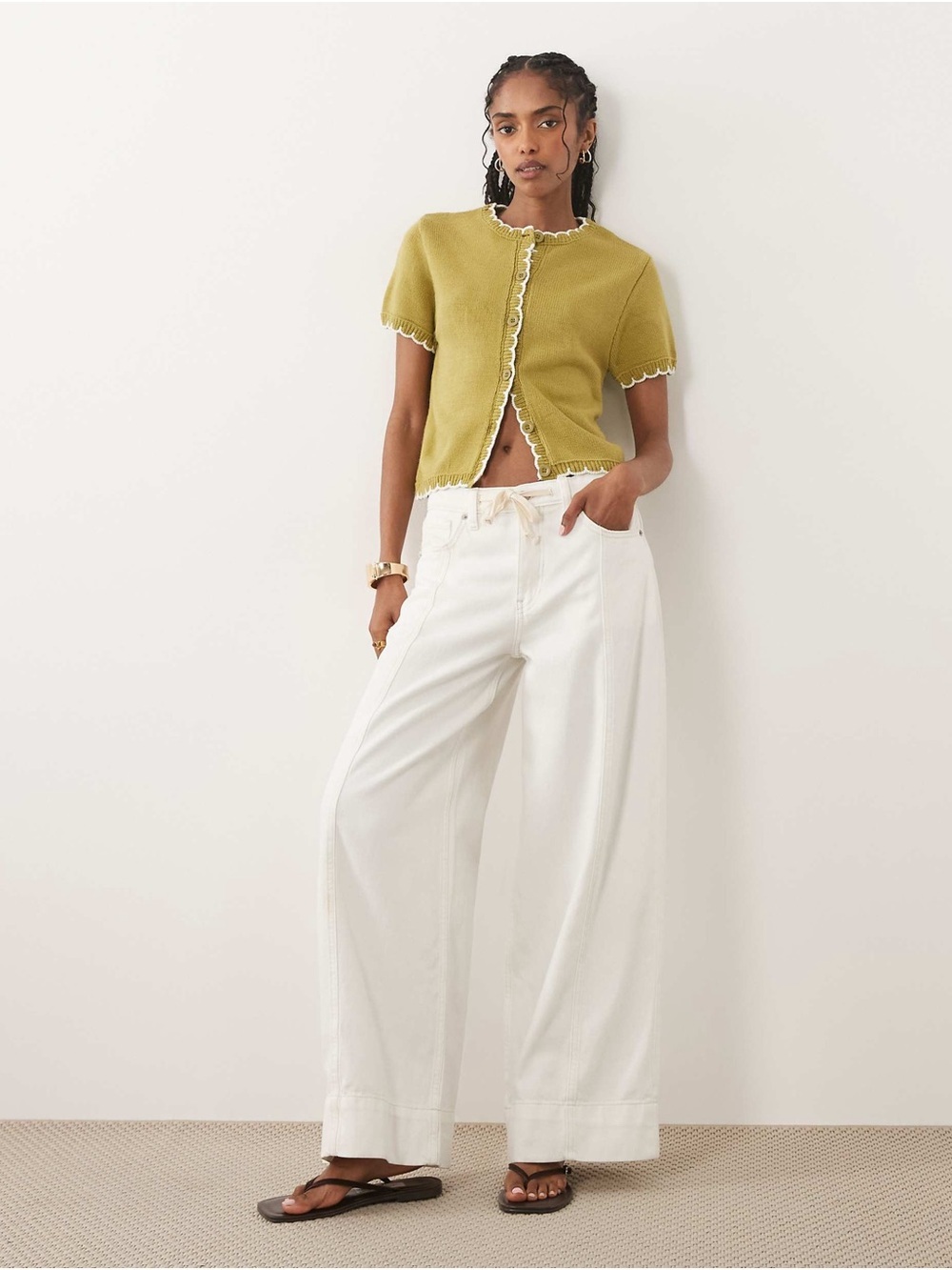 Miss Selfridge Short-Sleeve Knit Blanket Stitch Cardigan - Picture 3 of 4